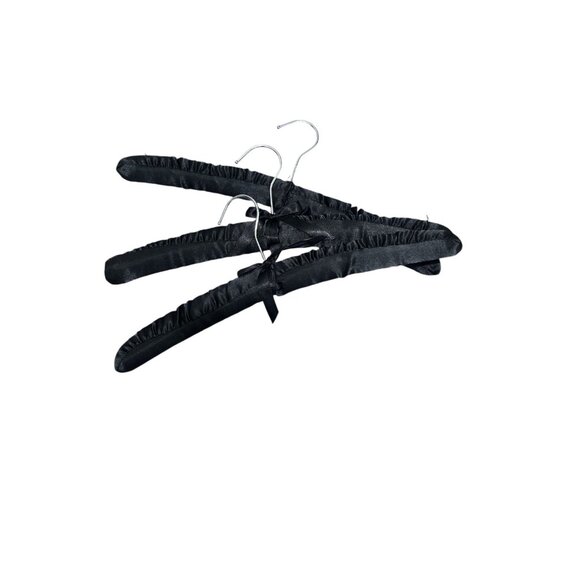 Black Padded Satin Clothes Hanger Set with Silver Hooks - 10 count - Picture 1 of 2